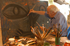 Carlos Páez Vilaró pintando