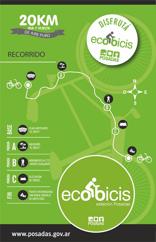 Mapa de los paseos en Eco Bicis.