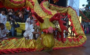 Tradicional “Danza del Dragón y Baile del León”. Esta ceremonia se inicia con el “Clavado de pupilas” para que el dragón despierte y comience su “danza”.